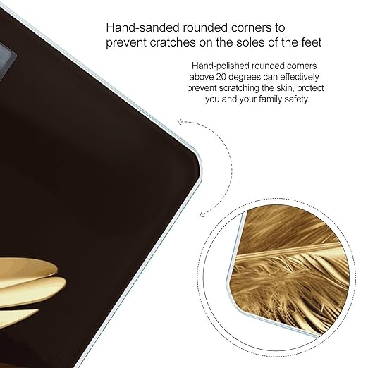 Golden Feathers Digital Bathroom Scale for Body Weight with High Precision Digital Weighing Scale with BMI Clear LCD Display and Step-On Measures Weight Up to 180kg