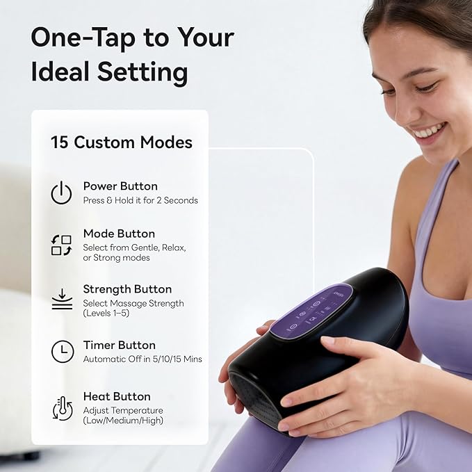 vrenmol Hand Massager with Heat and Compression: Cordlesss Hand Massager Electric Massager 5 Intensities 3 Temperatures 3 Modes Massage At Home for Women Men