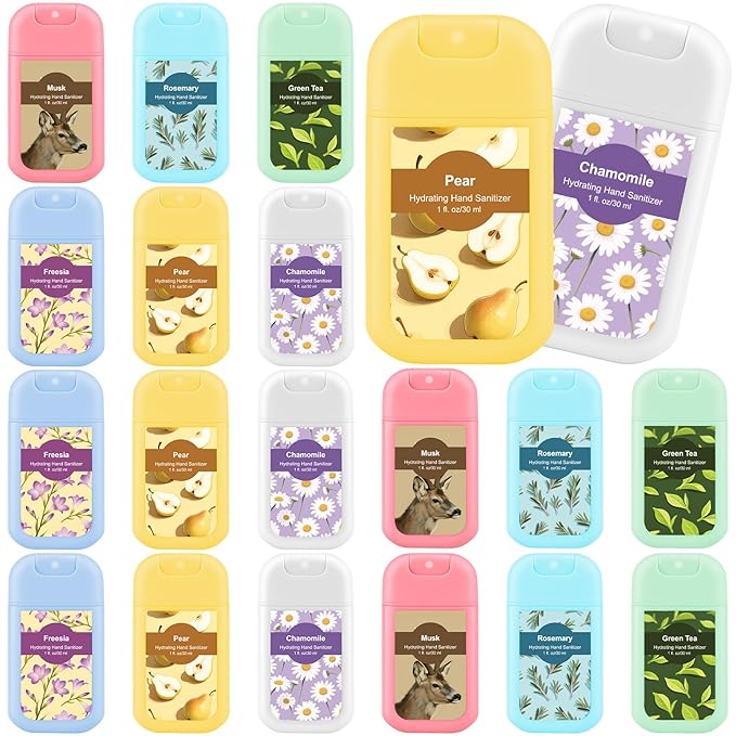 24 Pack Hand Sanitizer Spray Bulk Travel Size Hand Sanitizer Mini Pocket Spray Gifts for Coworker Staff Teacher Holiday Favor(Plain24 Pcs)