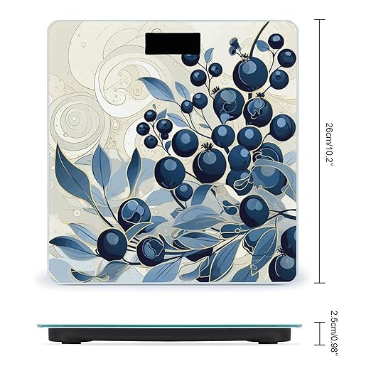 Field of Blueberries Digital Bathroom Scale for Body Weight Weighing Scale with Backlit LCD Display High Precision Measurements &amp Measures Weight Up to 180kg