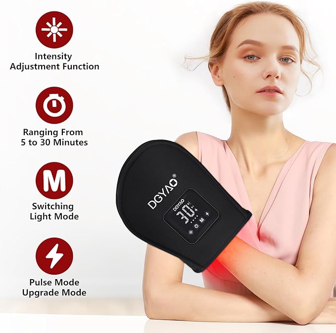 Infrared Light Therapy Gloves Hand Pain Relief with Finger Flexibility - Deep Penetration Red Light Therapy Gloves for Hands Wrist &amp USB-C Fast Charge