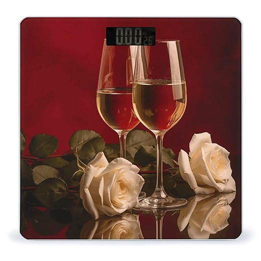 Wine and Roses Bathroom Scale for Body Weight Bathroom Weighing Scale with Backlit LCD Display Highly Accurate Measures Weight Up to 180kg