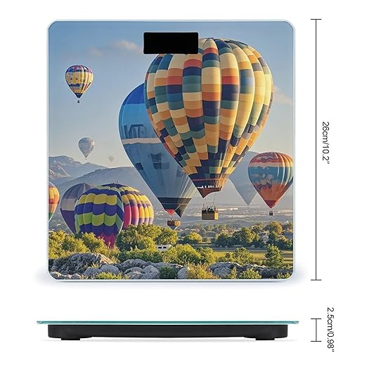 Hot Air Balloons Scale for Body Weight Digital Bathroom Scale Toughened Glass High Precision Scales for Body Weight with Large LCD Backlight Display Weight Scales