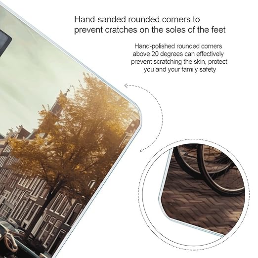Bicycles in Amsterdam Scale for Body Weight High Precision Digital Weight Scales with LCD Display Anti-Slip Sturdy Slim Tempered Glass Bathroom Scale for Home Use