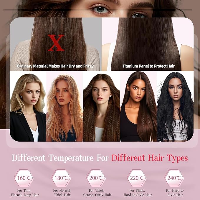 Hair Volumizing IronHair Crimpers Professional Crimping Iron with 5 Gear Heat Setting Wide Plate Styling Tools for Fluffy Hairstyer