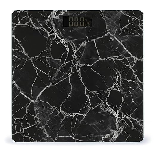 Black Marble Scale for Body Weight Highly Accurate Digital Bathroom Scale Sturdy Tempered Glass Weighing Scales with LCD Display Fashion Body Fat Smart Scales 400lb