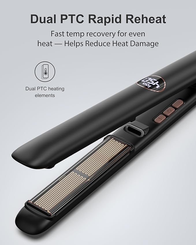 Hair Straightener 1 Inch Flat Iron Hair Straightener and Curler 2 in 1 Professional Ceramic Ionic Dual Voltage Flat Iron with Anti-Iron Silicone for Less Frizz Shinier &amp Smoother Hair