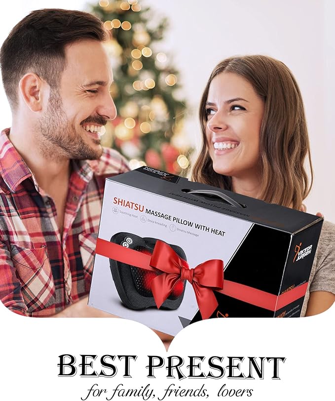 VIKTOR JURGEN Back Massager Neck Massager with Heat Massage Pillow Gifts for Mothers Day &amp Fathers Day Electric Shiatsu Shoulder Massager Deep Kneading Massager for Back Pain Neck Pain