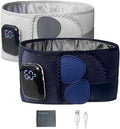 Heated Waist Massager Belt Cordless Infrared Heating Pad Waist Warmer Massager Rechargeable Multi-Functional Relaxing Lumbar Massage Device (Gray+Blue)