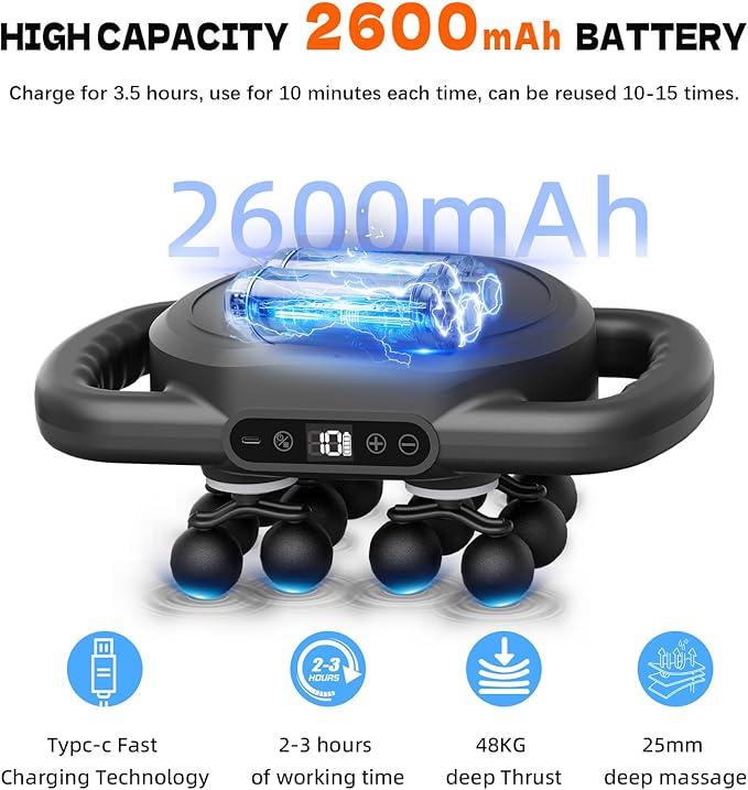 AdamPark Deep Tissue Massager Gun Electric Muscle Massager 12-Head Handheld Massage Gun with 9 Modes Quiet Massager for Back Pain Full Body Muscle Pain Relief Ideal Gifts for Women Men