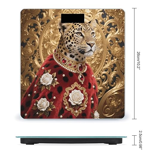 Red Rose Cheetah Scale for Body Weight Sturdy Tempered Glass Weighing Scales with LCD Display Accurate Digital Bathroom Scale Convenient Body Fat Smart Scales Easy Read