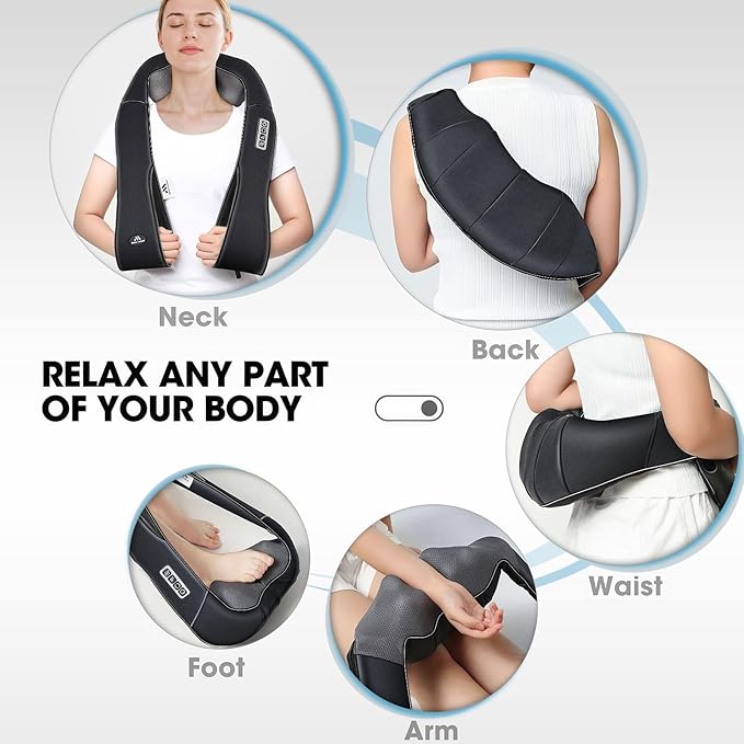 MagicMakers Electric Shiatsu Neck Massager with Heat - Pain Relief for Back Shoulders &amp Feet - Gifts for Men Women Mom Dad - From Daughter or Son - Ideal for Christmas Mother's Day &amp Fath