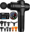 TOLOCO Massage Gun Deep Tissue Percussion Massage Gun with 10 Replacement Heads Super Quiet Portable Electric Massager for Athletes Relax Black