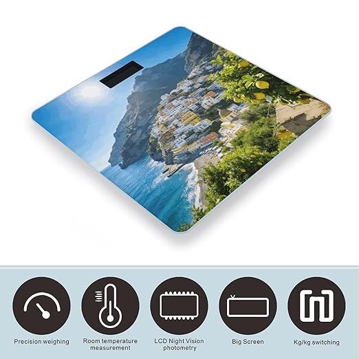 Amalfi Smart Scale for Body Weight Digital Bathroom Scale Toughened Glass Weight Scale with Large LCD Backlight Display High Precision Scales Weighing Machine