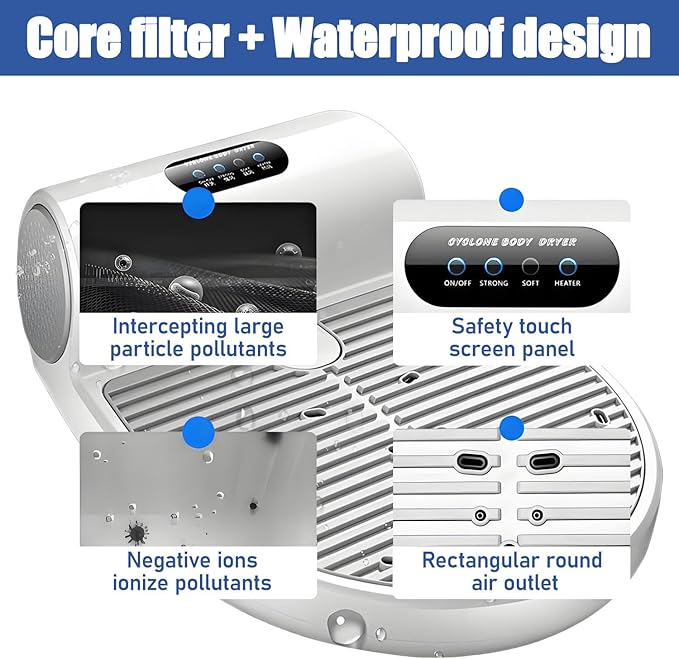 Full Body DryerBody Dryer After ShowerBody Hair Dryer with Sensor and Weight ScaleNatural Warm Air Wind and Cool WindWaterproof Without-Scales