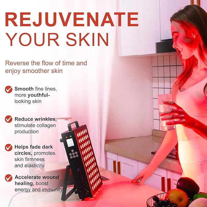 Red Light Therapy Panel Clinical Grade Dual Chip with Near-Infrared Light 850nm 940nm 660nm 630nm High Power Panel for Pain Relief Body Face Skin Health Improve Sleep (BN-60)