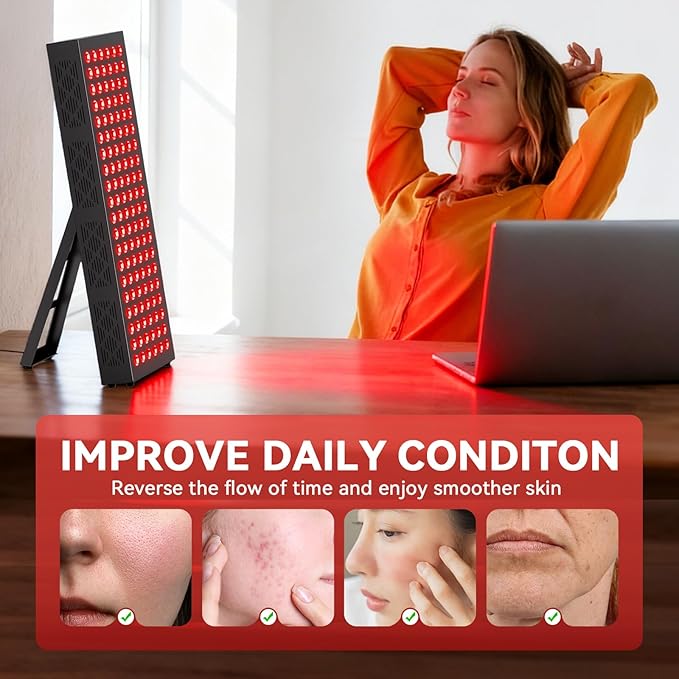 Red Light Therapy Box 5in1 LED with 630-660-810-830-850 Metal Case 3 Modes Red Light Panel with Soft Belt 6 Timing Set - 9 Pulse Modes - 4-Level - Red Light Therapy Panel for Body
