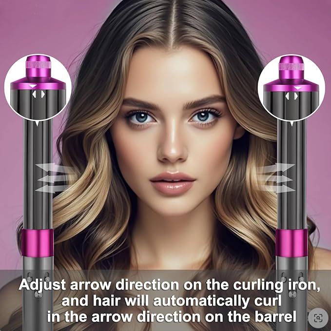 40mm/1.6 Hair Long Barrel Attachment for Dyson Airwrap HS01/05/08 Adjustable Bidirectional Auto-Wrap Curling for Bouncy Curls or Waves Rose