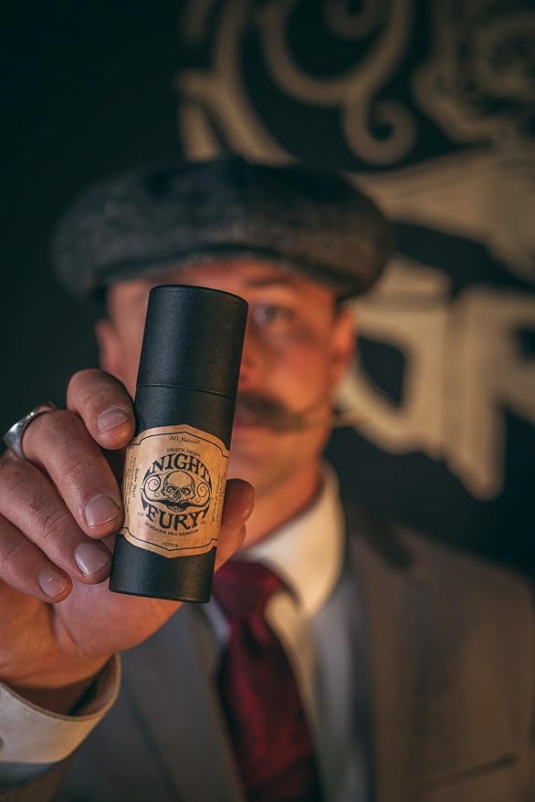 THE VINTAGE GROOMING CO. Death Grip Extra Strong Mustache Wax Night Fury Mustache Wax Remover Oil and Comb Set