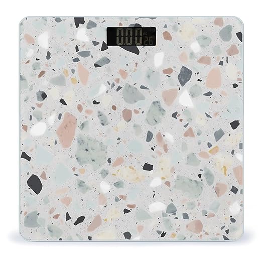 Terrazzo Marble Pastel Weight Scale for Body Weight Digital Bathroom Scale High Capacity Accurate Digital Weighing Scales and Easy-to-Read on Backlit LCD Display Scales
