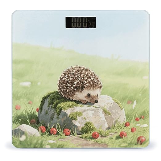 Cute Hedgehog Weight Scale Large Digital Bathroom Scales with Bright LED Display Non Slip Digital Scale and Step On Fashion Weighing Machine for Body