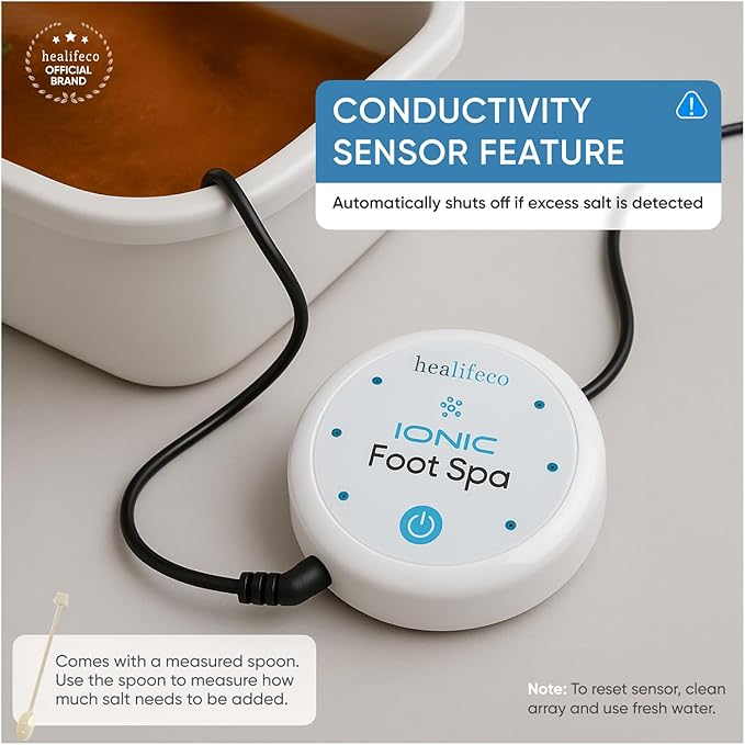 Ionic Foot Spa by Healifeco – Ion Foot Bath Detox Machine - For Toxins &amp Heavy Metals – Activates 2000 Foot Detox Nodes – Easy 30-Min Home Detox – 90000+ Happy Users Trust It - With Basin