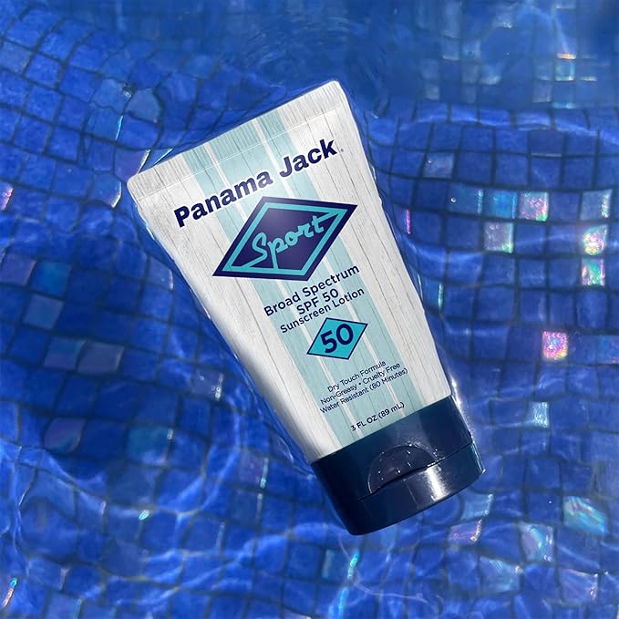 Panama Jack Sport Sunscreen Lotion - SPF 50 Broad Spectrum UVA/UVB Protection Non-Greasy PABA Paraben Gluten &amp Cruelty Free 3 FL OZ (Pack of 2)