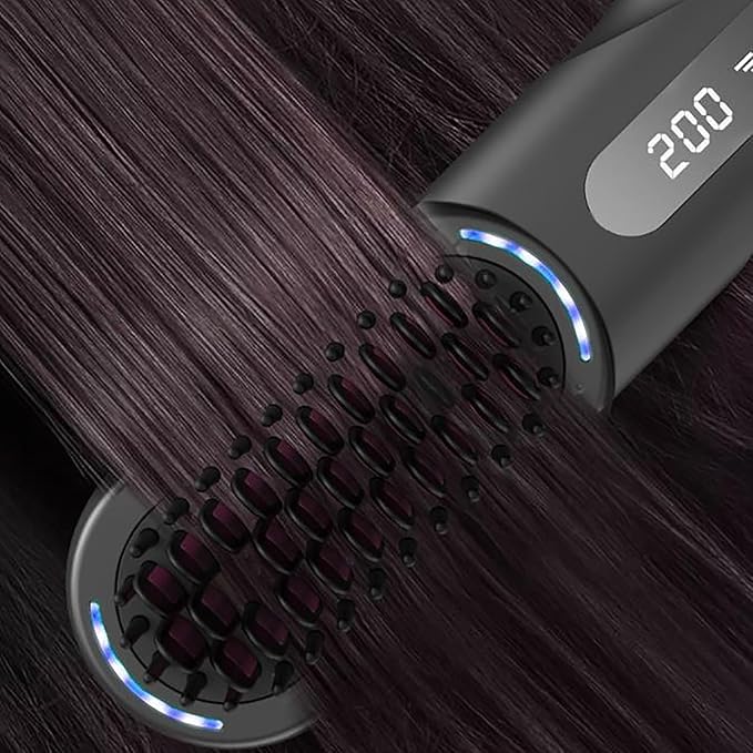 Hair Straightener Brush Portable Cordless Hair Styling Comb with LED Display for Home and Travel (02)