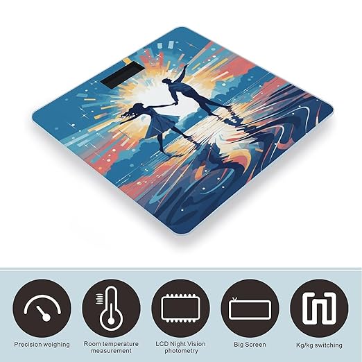 Dancing on Water Weight Scale Digital Electronic Scales Bathroom Scale Larg LCD Backlight Display High Precision MeasurementsTempered Glass