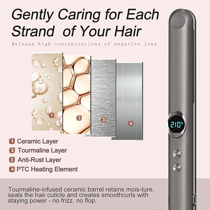 2 in 1 Hair Straightener for Women Ceramic Flat Iron with 12 Temperature Settings Fast Heating Ionic Flat Iron Hair Straightener with Intelligent Power Off for Less Frizz Shines and Smooth (Grey)