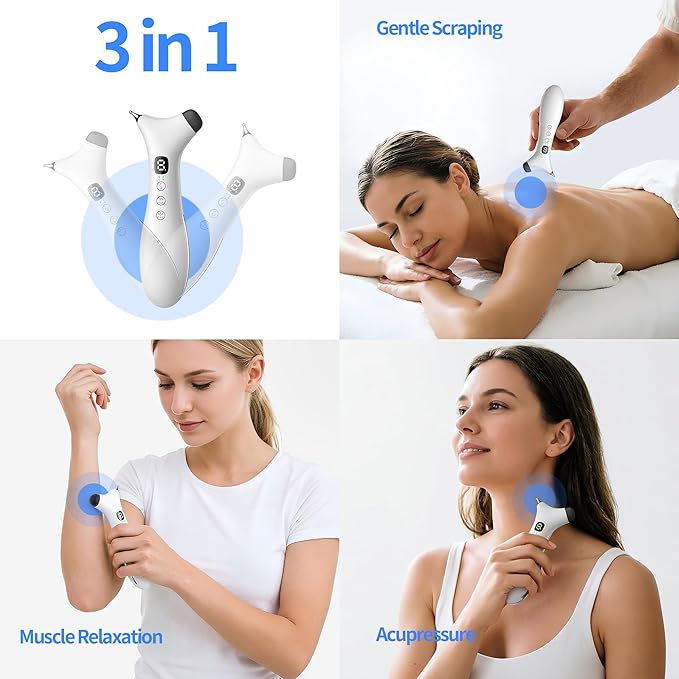 THOUSAND SUNNY TMJ Jaw Massager Pen 3-in-1 Rechargeable Jaw Relief Tool with Dual Heads Heat and Vibration Face Massager for Daily Jawline and Muscle Relaxation