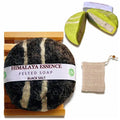 Handmade Felted Essential oil SoapHandcrafted Felted SoapUnique Bathroom DecorTibetan Yak Milk and WoolFacial Cleanser Body Wash 100g (Black Salt)