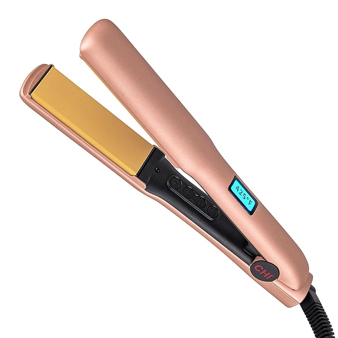 CHI Original Flat Iron Hair Straightener Ceramic Floating Plates for Smooth Finish Quick Heat Up Styling Tool On/Off Switch 1.25 Prosecco Please