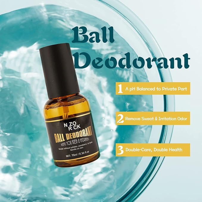 Ball Deodorant for Men Mens Ball Wash Kit Natural &amp Organic Ball Wash Lotion+Ball Deodorant Spray+Anti-Chafing Nut Balm Cream to Stay Fresh Dry &amp Moisturized All Day