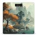 Landscapes and Trees Scale for Body Weight Anti-Slip Tempered Glass Digital Bathroom Scales Clear LCD Display Weighing Scale Safe Rounded Corners Smart Scales