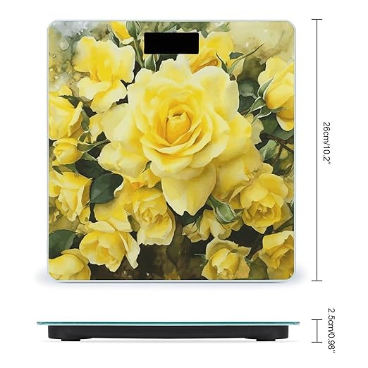 Yellow Rose Weight Scale for Body Weight Digital Bathroom Scale High Capacity Accurate Digital Weighing Scales and Easy-to-Read on Backlit LCD Display Scales