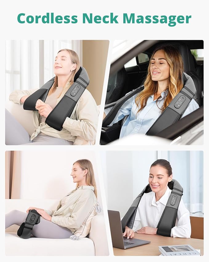 Medcursor Neck Massager with Heat - Deep Tissue Pain Relief Rechargeable Shiatsu Neck and Shoulder Massager Ideal Choice for Men Women Mom &amp Dad