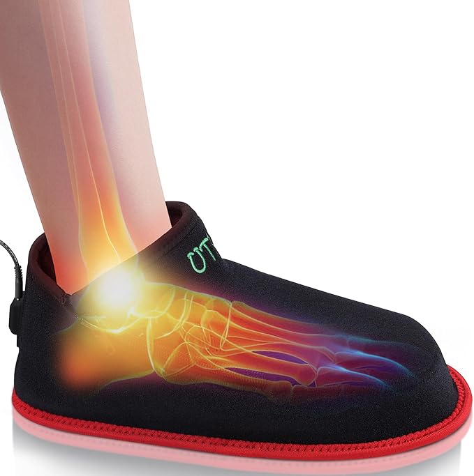 UTK Red Light Therapy for Feet 660nm &amp 850nm Infrared Red Light Therapy Shoe Full Wrapped for Foot Heel and Ankle with Pulse Mode (1 Pack)