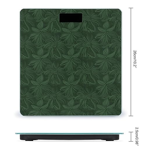 Digital Bathroom Scale for Body Weight Scale with Bright LCD Display High Accuracy Step-On Technology Auto On/Off Hunter Green Floral Petals Pattern Digital Scales 400 Lbs /180kg