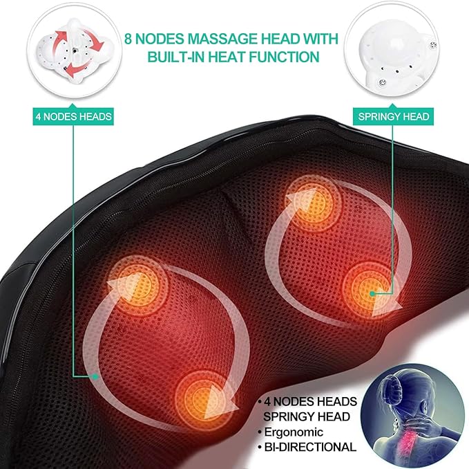 Medcursor Neck Massager - Portable Electric Neck and Back Massager with Heat Deep Tissue 3D Kneading Pillow for Muscle Pain Relief Ideal Father’s Day Gift Not Cordless