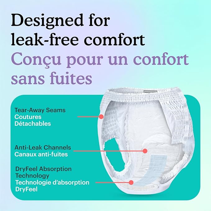 Because Overnight Absorbency Pull Ups - Adult Disposable Incontinence Underwear Extra Absorbent Nighttime Briefs for Men and Women White Small/Medium 20 Count