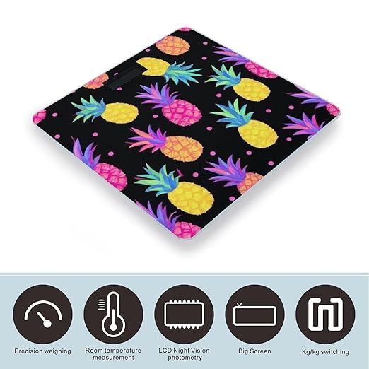Women's Digital Bathroom Weighing Scale Automatic Switch Energy Saving Scale Smart Scale for Body Weight Colorful Watercolor Splash Ink Pineapple