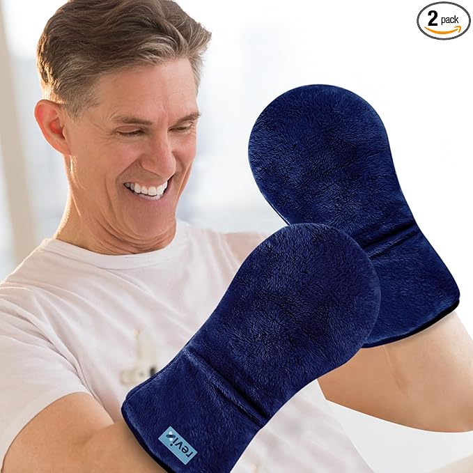 REVIX Microwavable Therapy Mittens for Hands and Fingers Moist Heat Hand Warmers Gloves Natural Unscented Heating Mitts (1 Pair)