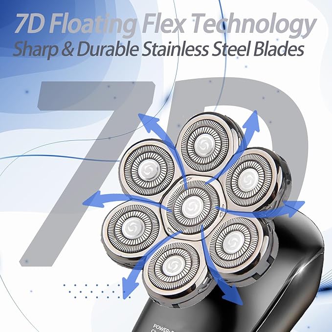 2 Pack 7D Blade Floating Replacement Heads for SHPAVER and Other Brand Head Shaver Stainless Steel 7D Rotary Blades for Bald Men Rotary Shavers.