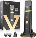 Groin &amp Body Hair Trimmer for Men - Electric Shaver for Pubic Hair Chest Legs - Ball Pubic Groomer LED Light Replaceable Ceramic Blade Heads USB-C Recharge Dock Waterproof Hygiene Razor
