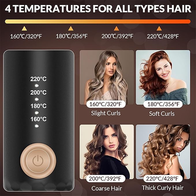 Automatically Hair Curler Automatic Looper Wavy Crimping Curl Tool Professional Anti-Tangle Auto Curling Iron with 5 Temperatures &amp Timers &amp LED Display