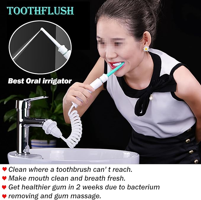Water Dental Flosser Teeth PickPortable Water FlosserOhyesbae Water tap Water Picks for Teeth Cleaning(No Electric Power)Water Dental Picks for Travel Home Use (Family)
