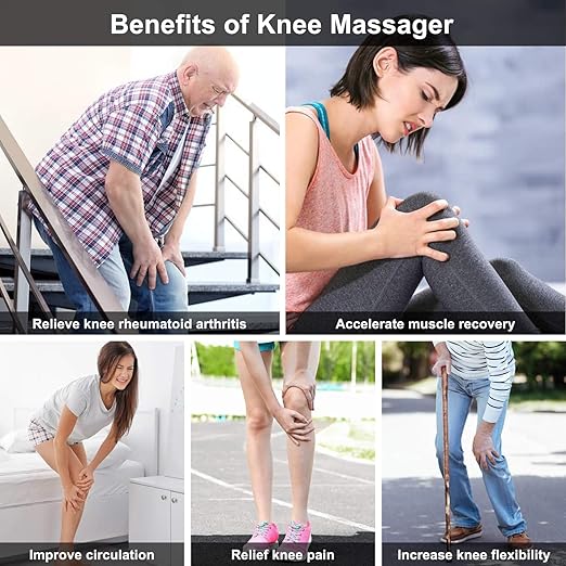 WISSBLUE Heated Knee Brace Wrap Vibration Knee Massager for Arthritis Knee Pain Relief Knee Pad with AC Adapter (No Battery) (USB)