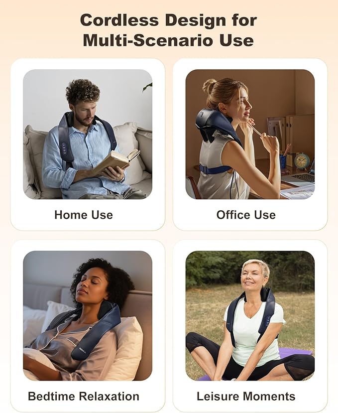 Beleduc Neck and Shoulder Massager with Soothing HeatFSA Eligible Cordless Neck Back Massager Upgrad 4D Shiatsu Deep Kneading Massage for Back Shoulder