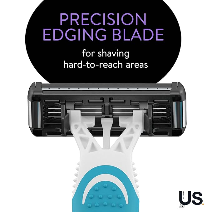 BIC Us. 5-Blade Unisex Disposable Razors For Men and Women Lubrication Strip For a Smooth Close Shave 12-Count